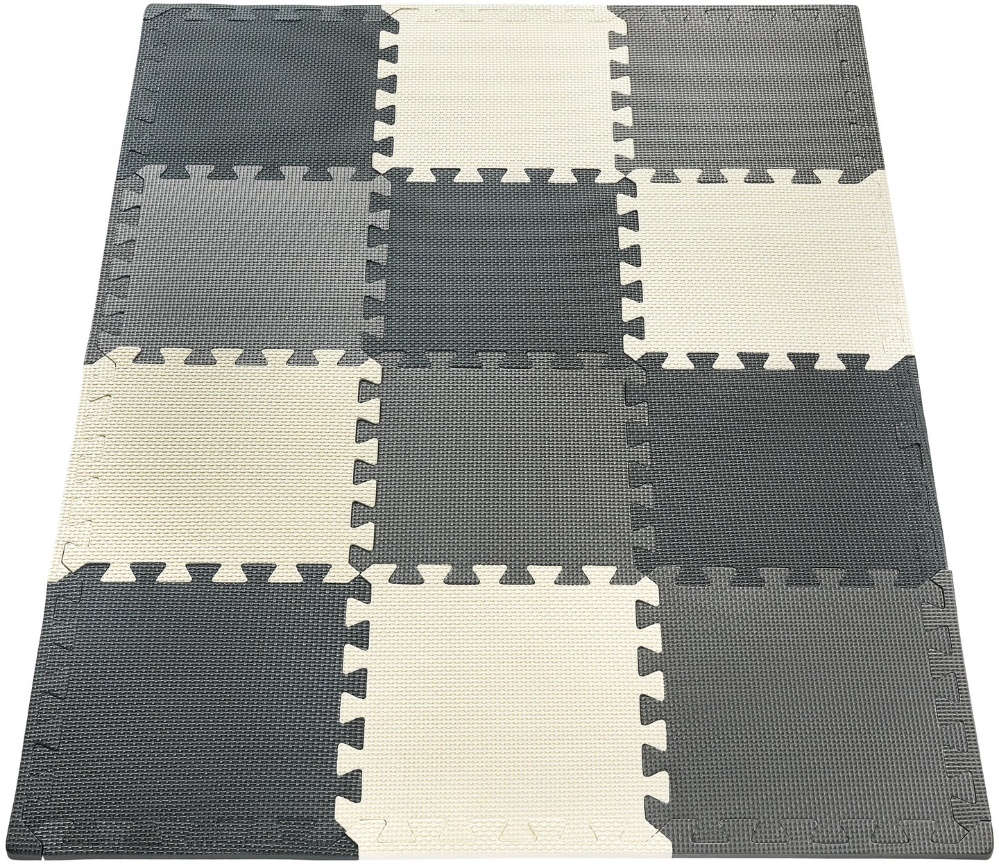 Puzzle in schiuma 12 pezzi. - tappetino didattico in schiuma 120 x 90 x 1.2cm con bordi - grigio