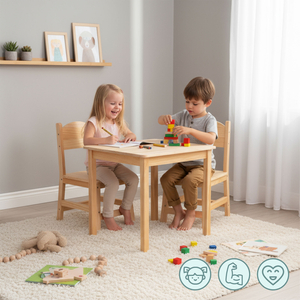 Tavolo in legno e 2 sedie - set per bambini