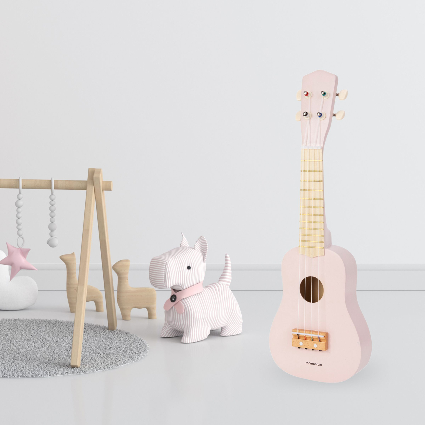 Chitarra di legno per bambini - ukulele - colore rosa