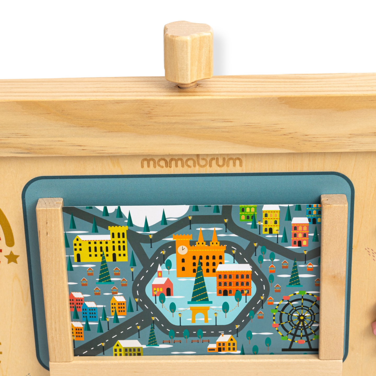 Tavola Montessori in legno 2 in 1 Cockpit per piccoli conducenti e piloti: volante, cambio, mappe di viaggio, radar