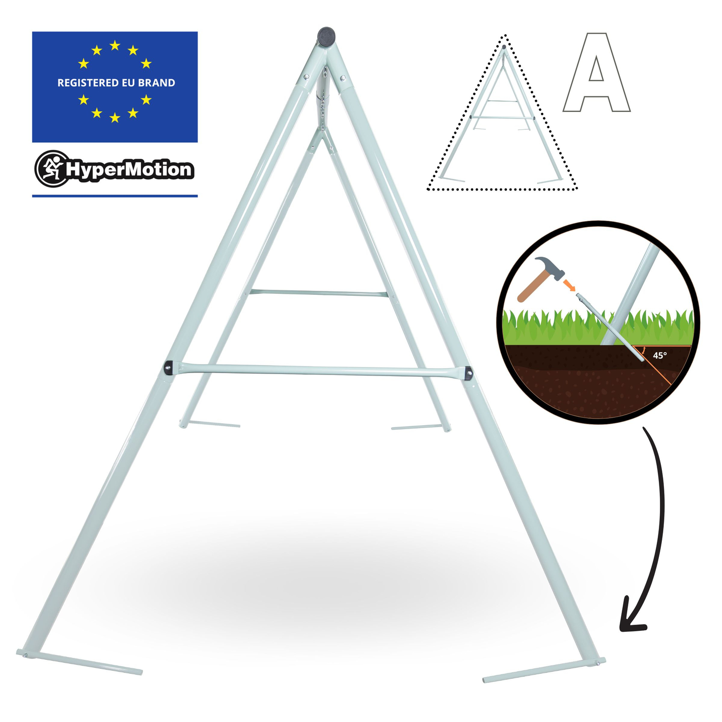 Altalena da giardino doppia con telaio e corde - seduta e nido di cicogna