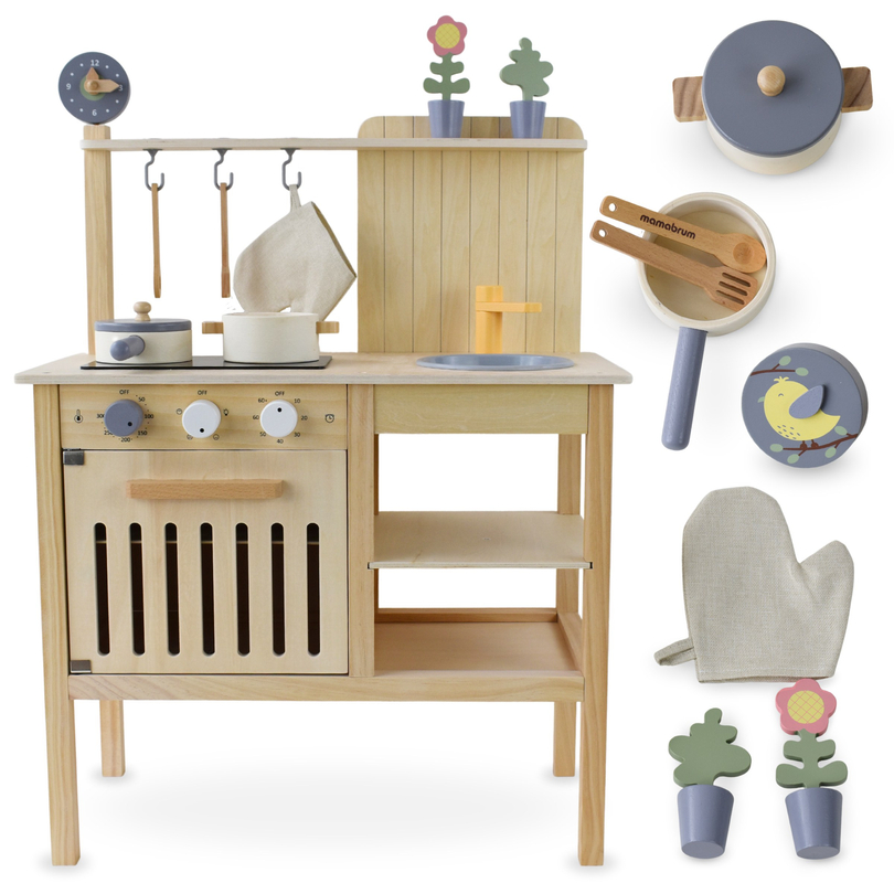 Cucina da giardino in legno con accessori - natural boho