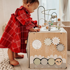 Cubo attività grande in legno con anello - Montessori