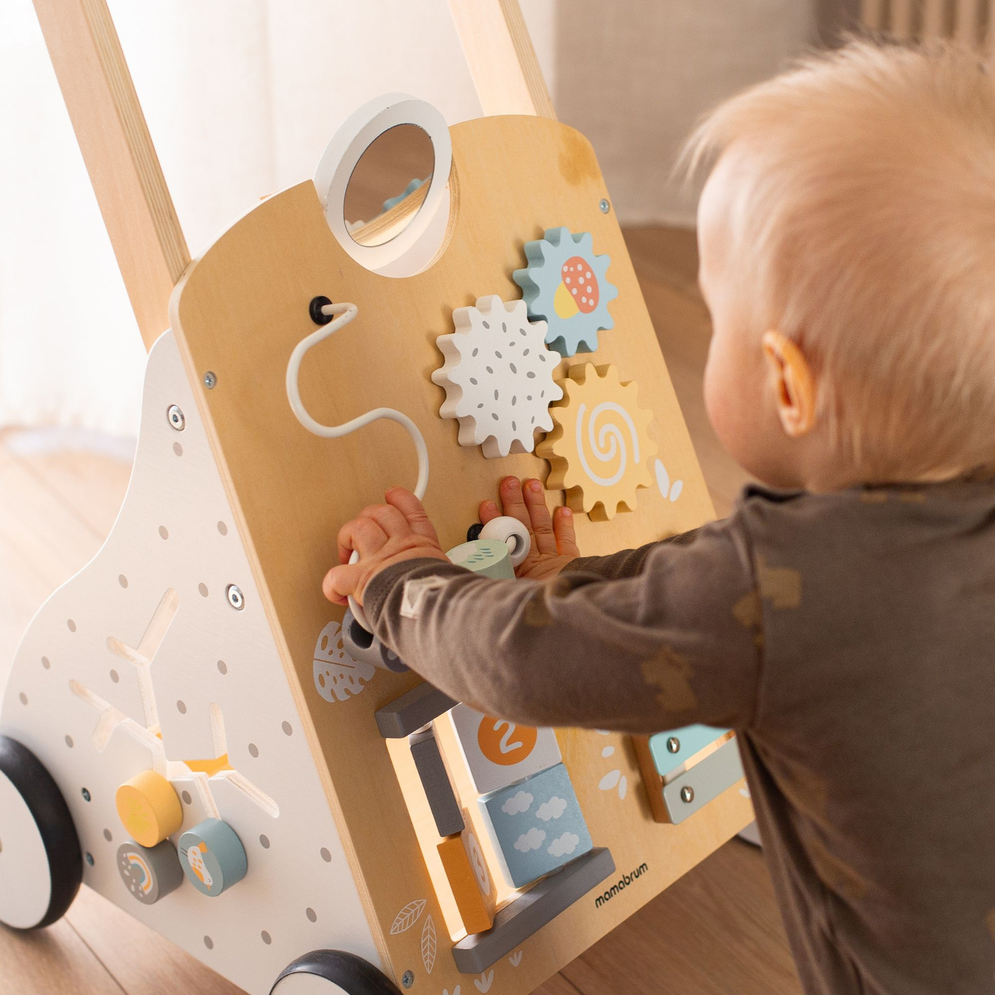 Deambulatore educativo in legno 8in1 / spingi-bimbo - tavola manipolativa