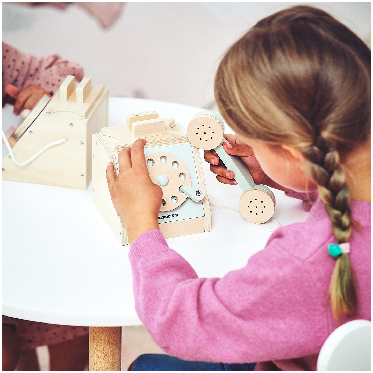 Telefono retrò in legno - menta