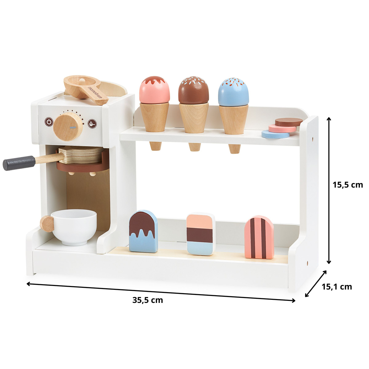 Gelateria in legno con macchina da caffè - caffetteria con accessori