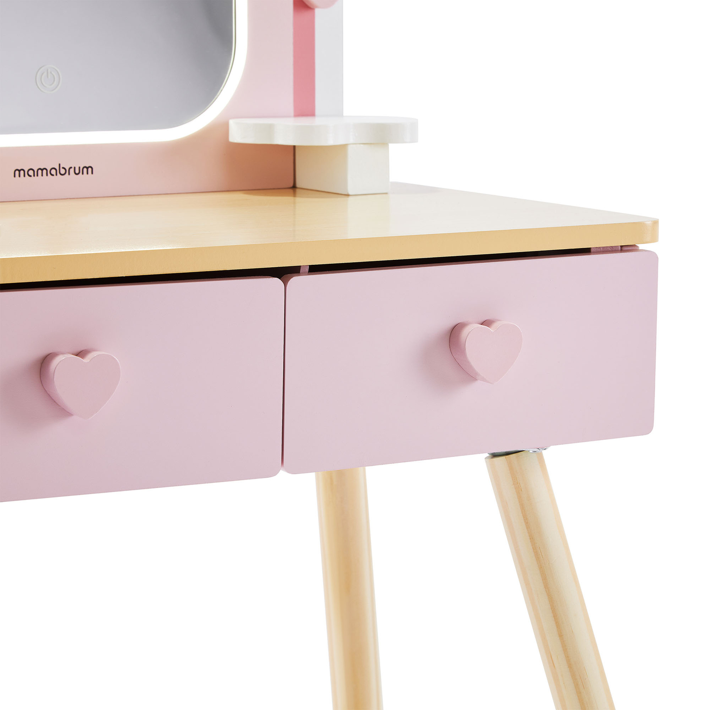 Toeletta in legno per bambini con illuminazione a LED con regolazione continua della luminosità, sedia e accessori