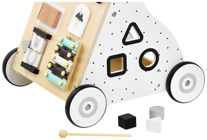 Deambulatore/passeggino educativo in legno - tavola manipolativa