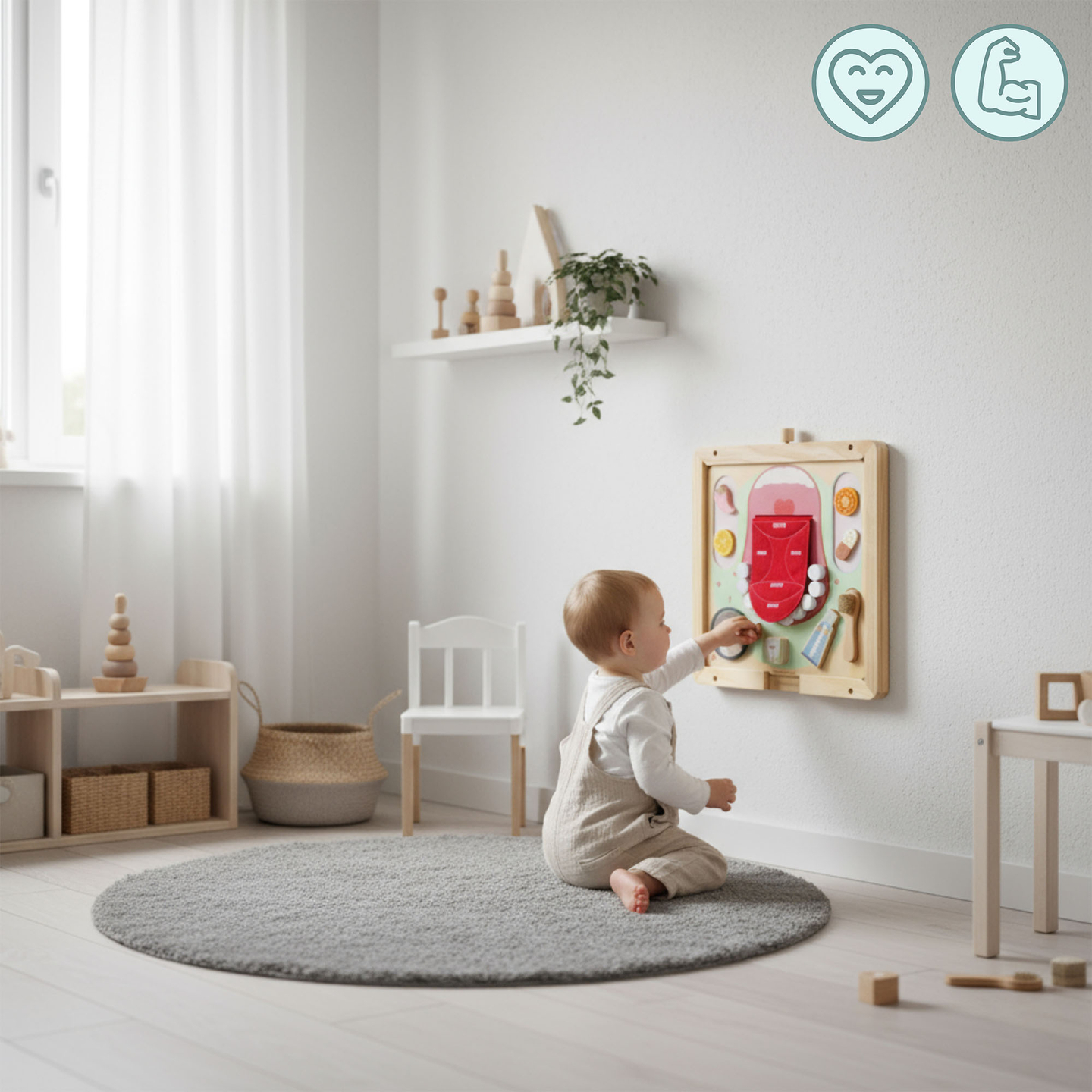 Cornice da parete in legno - per il montaggio delle lavagne didattiche Mamabrum