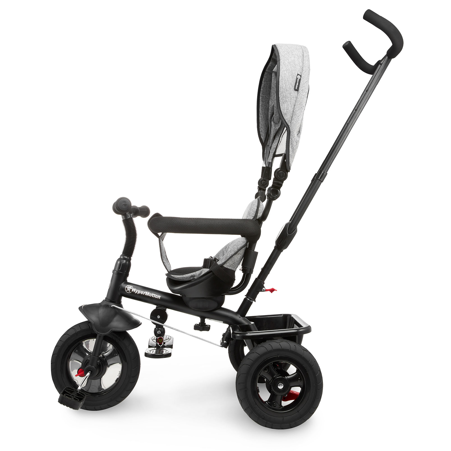 Triciclo per bambini 1-4 anni - TOBI FREY - colore grigio - girevole - ruote pompate + spingitore