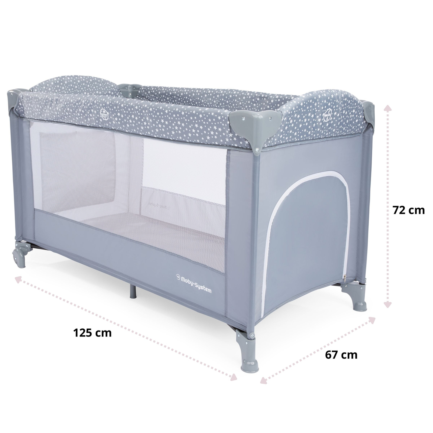 Lettino da viaggio/box 2 livelli con fasciatoio, tettoia e materasso Happy Traveller BASIC PLUS - grigio