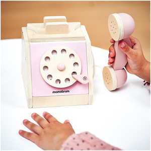 Telefono retrò in legno - rosa pastello