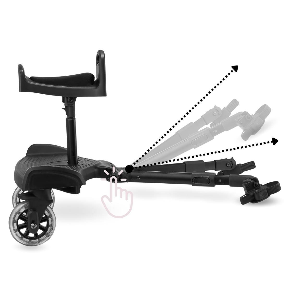 Estensione della carrozzina con sedile regolabile e sistema di fissaggio universale - Moby-System BUGGY2GO