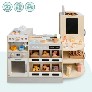 Grande negozio in legno XXXL per bambini con bar fast food - Corner shop + Macchina del caffè + Forno + Frigorifero - 106 ac.