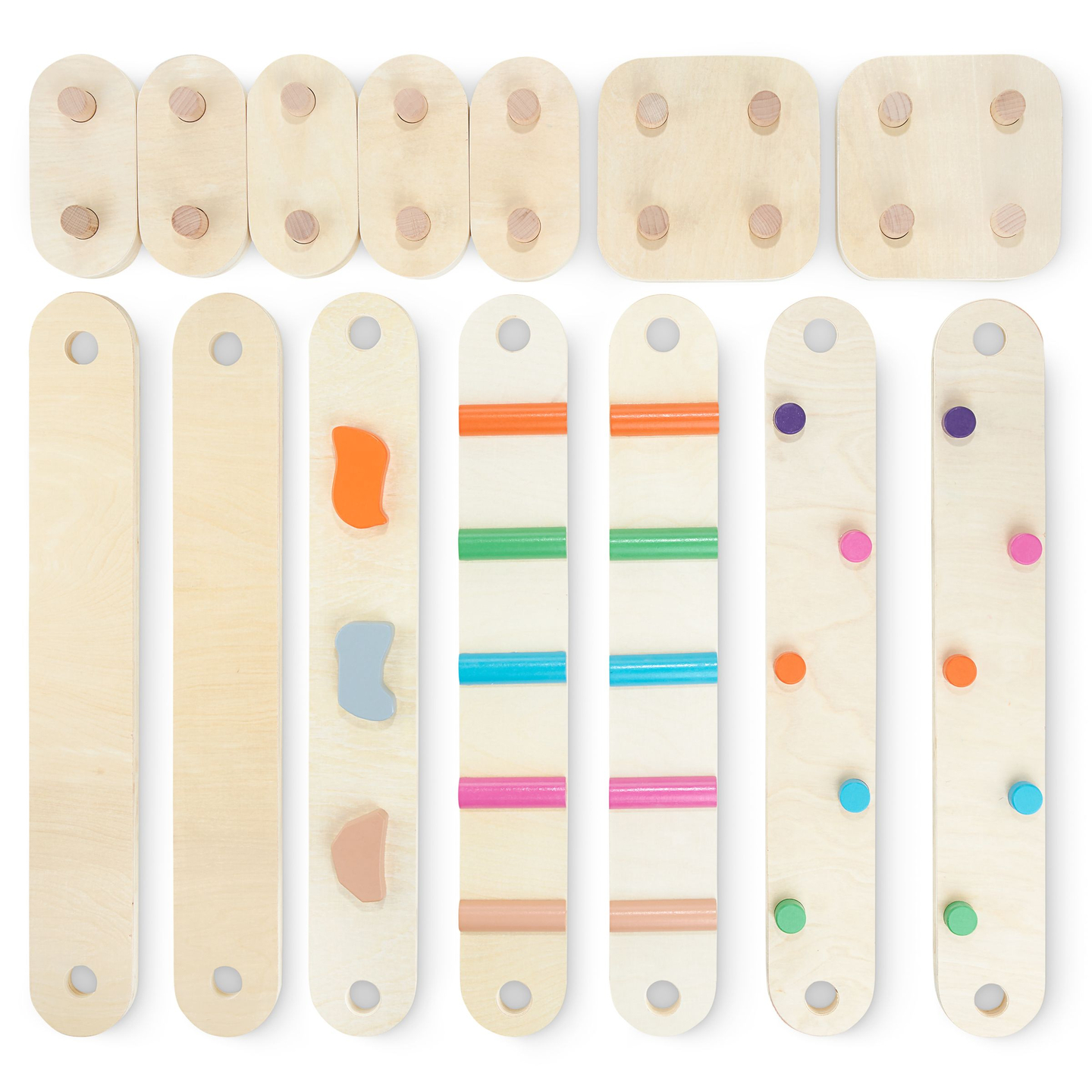 Pista di equilibrio in legno - percorso sensoriale - 14 elementi