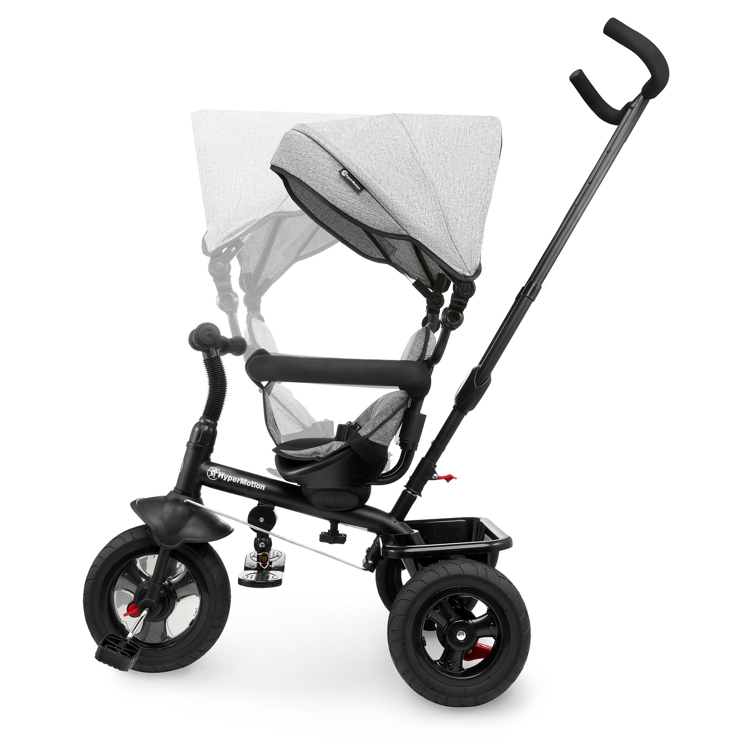 Triciclo per bambini 1-4 anni - TOBI FREY - colore grigio - girevole - ruote pompate + spingitore