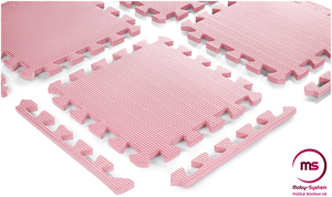Puzzle in schiuma 12 pezzi. - tappetino educativo in schiuma 120 x 90 x 1.2cm con bordi - rosa