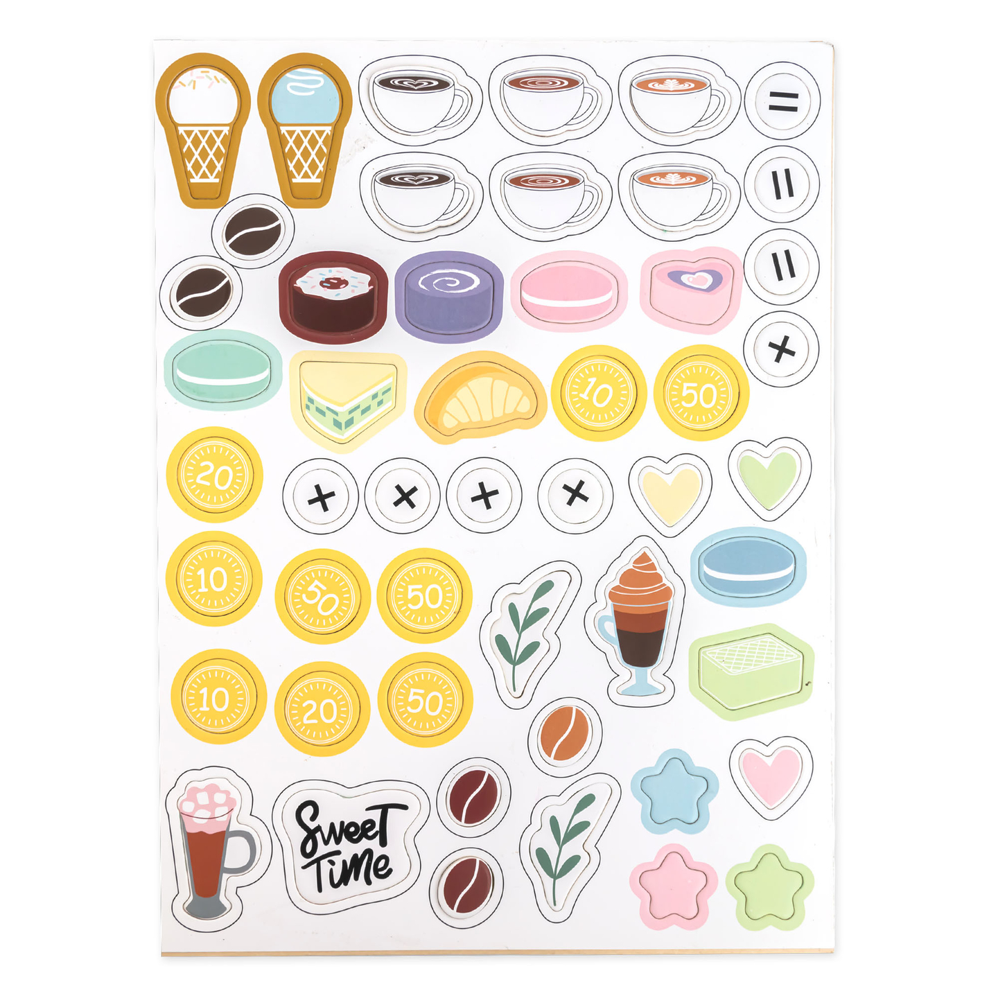 Una grande gelateria in legno con lavagna magnetica, macchina del caffè e set di gelati e dessert - oltre 70 pezzi!