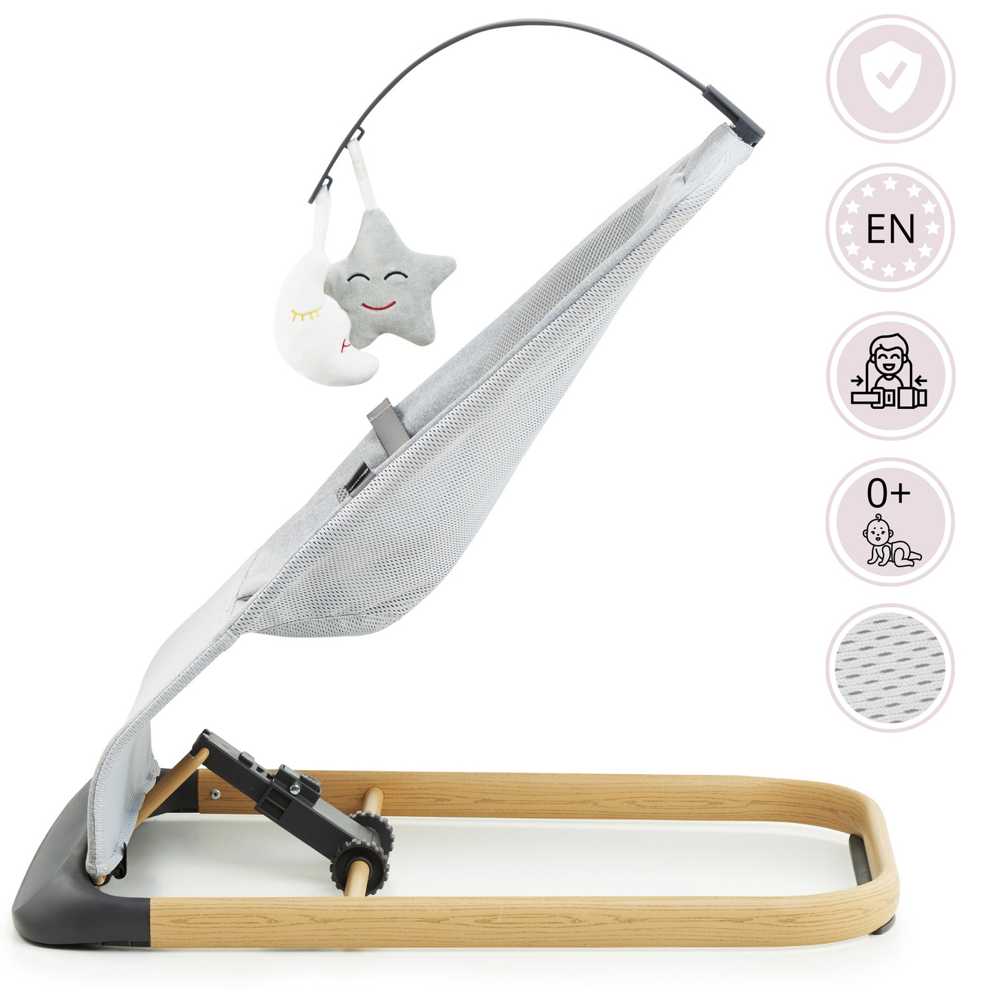 Sedia a dondolo 2 in 1 Moby- Sistema LILY - grigio