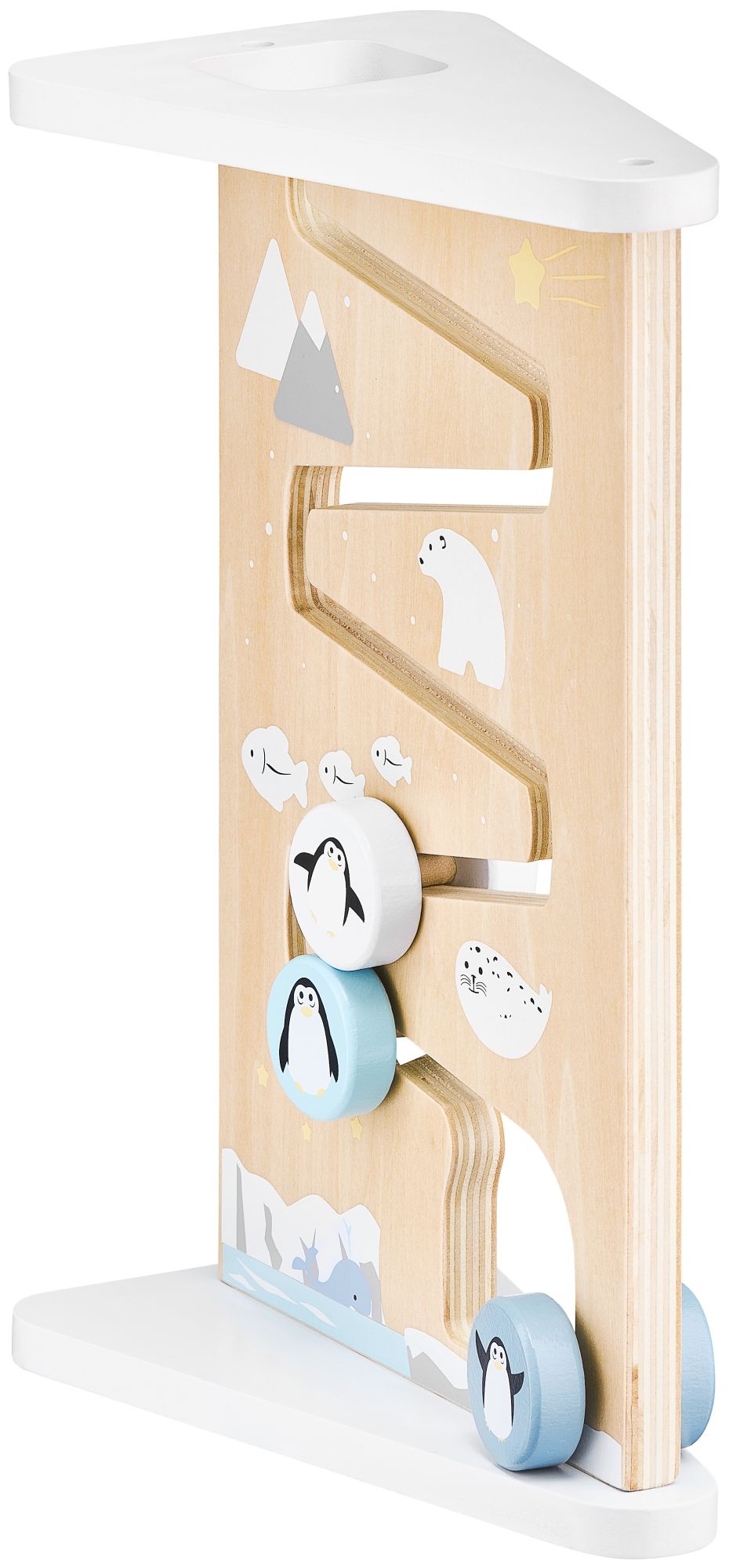 Tavola di legno per la manipolazione sensoriale su due lati