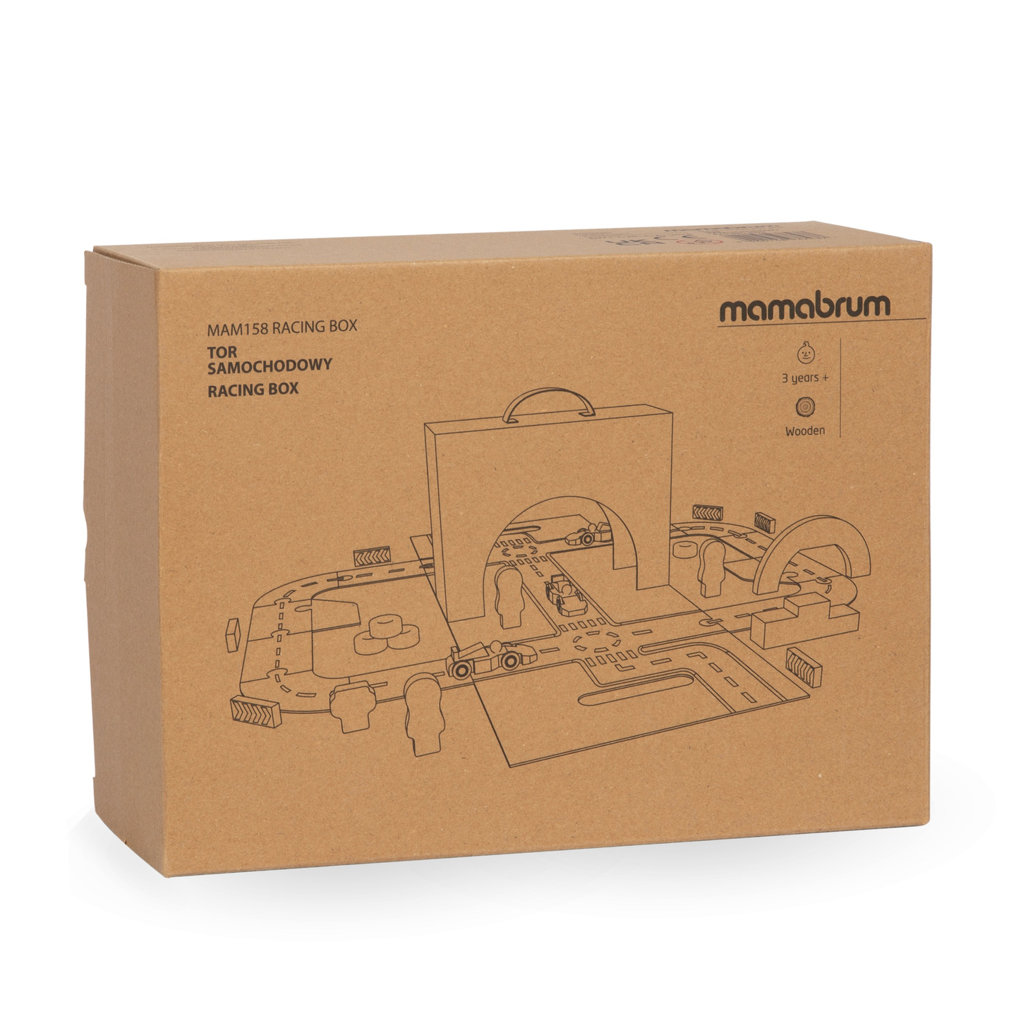 Valigia magnetica con pista, veicoli in legno e accessori stradali