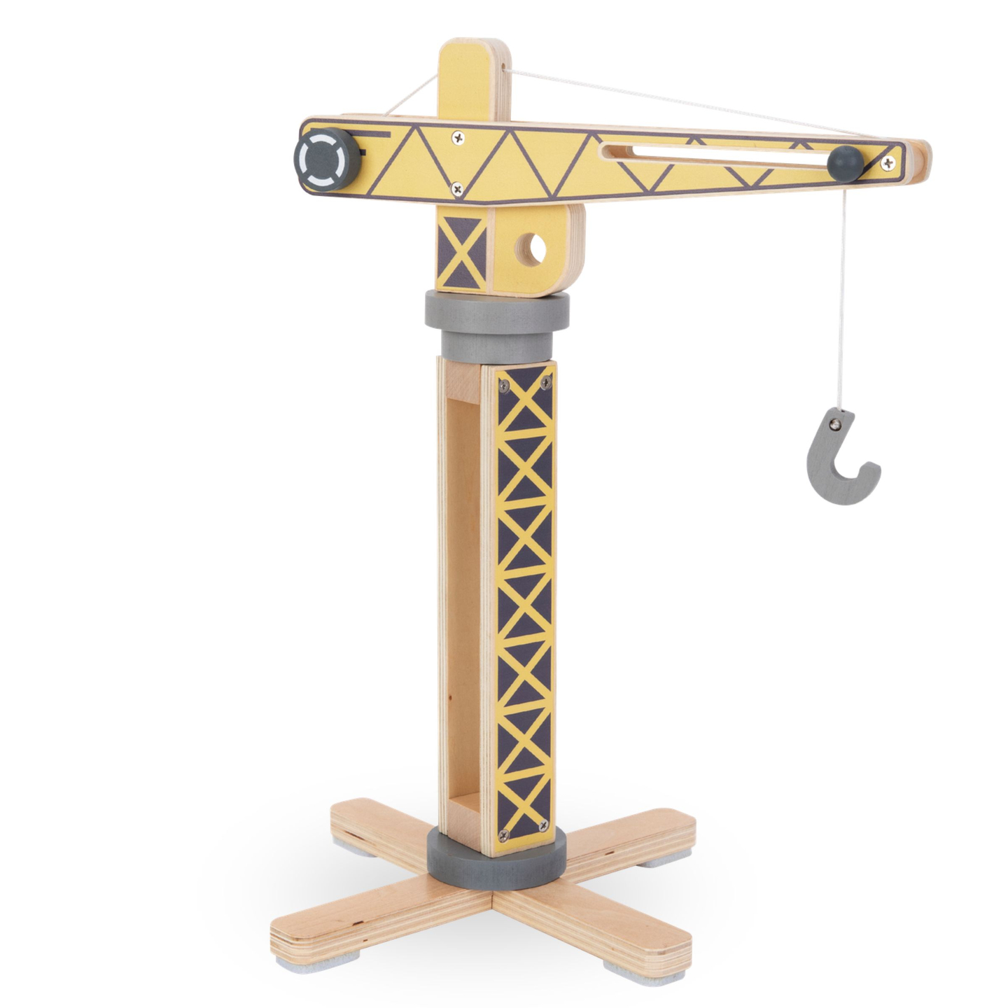 Cantiere in legno con gru mobili e veicoli di grandi dimensioni, gru a torre