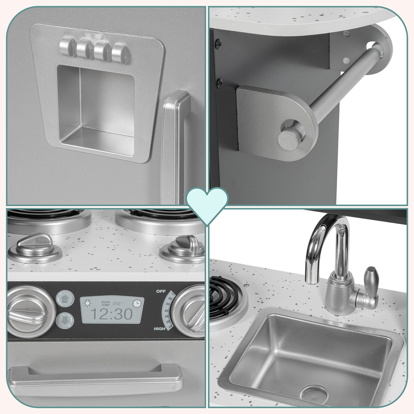 Cucina in legno XXL con illuminazione a LED, grembiule e accessori