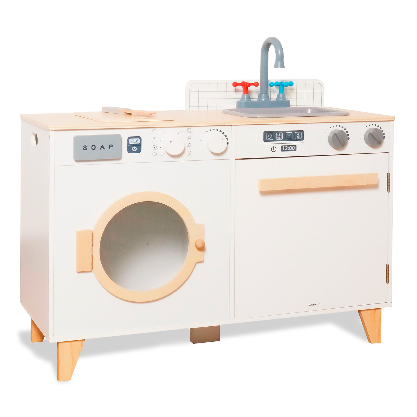 Lavanderia e cucina in legno - set da casa 2 in 1 per bambini