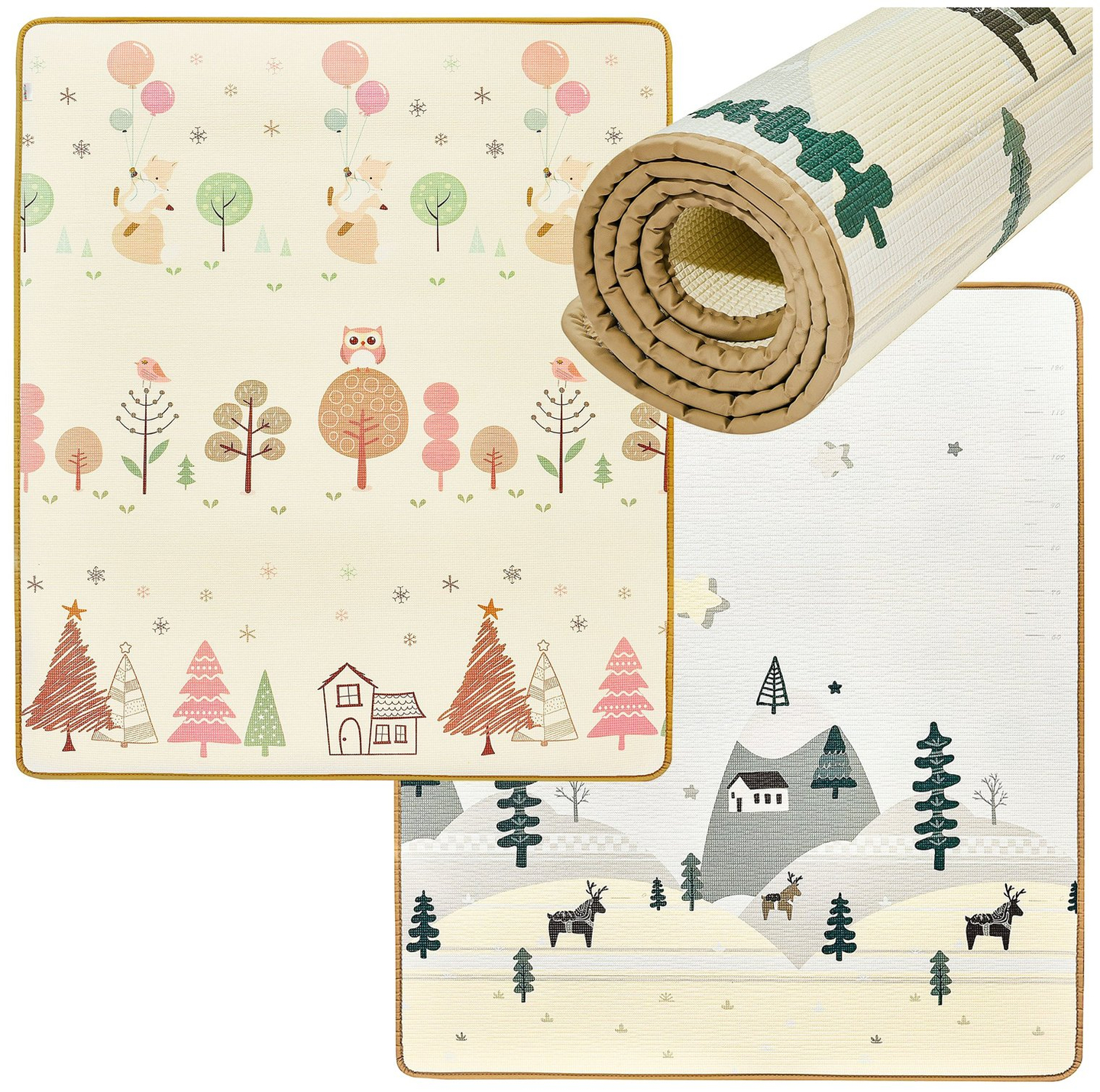 Tappetino in schiuma bifacciale XXL - rotolo 1 CM (foresta e montagne)