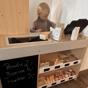 Mercato ortofrutticolo in legno - grande bancarella XXL, negozio con registratore di cassa