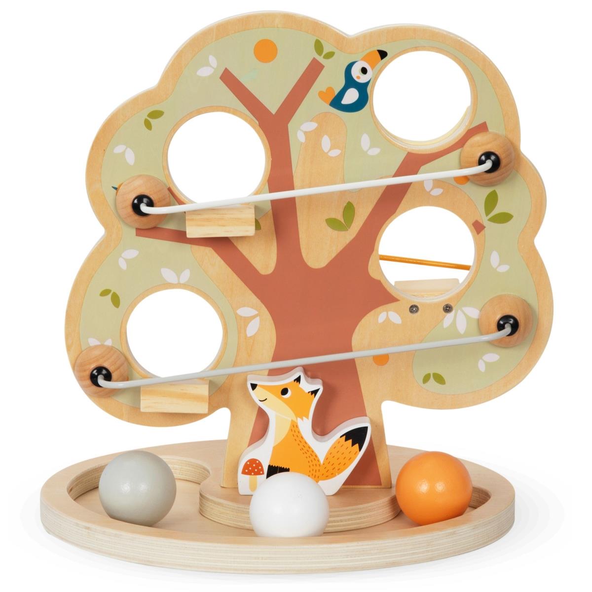 Pista di scivolo con palline di legno - Albero verde