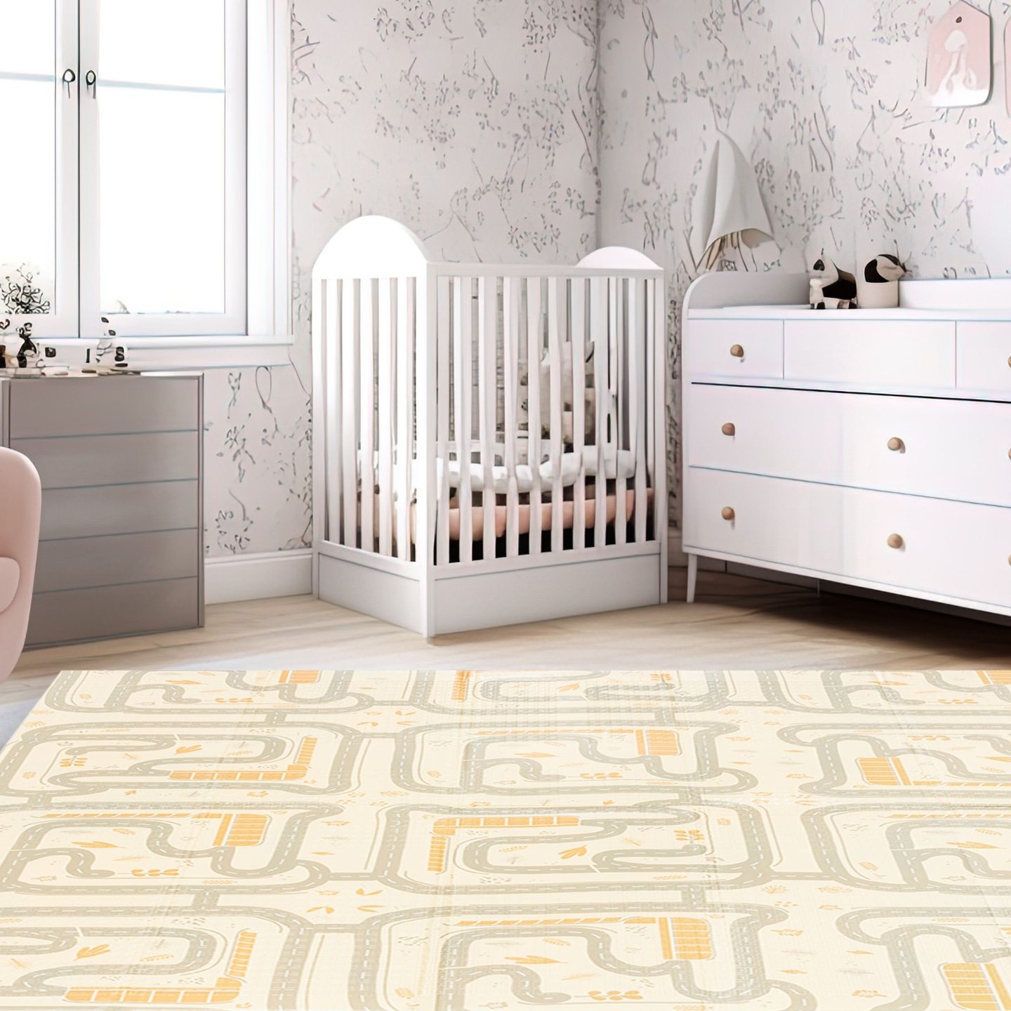 Tappetino in schiuma pieghevole su entrambi i lati 180 x 120 x 1 cm - Magic Forest/Autumn Streets - boho