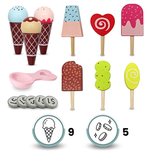 Gelateria in legno per bambini - carrello su ruote con accessori