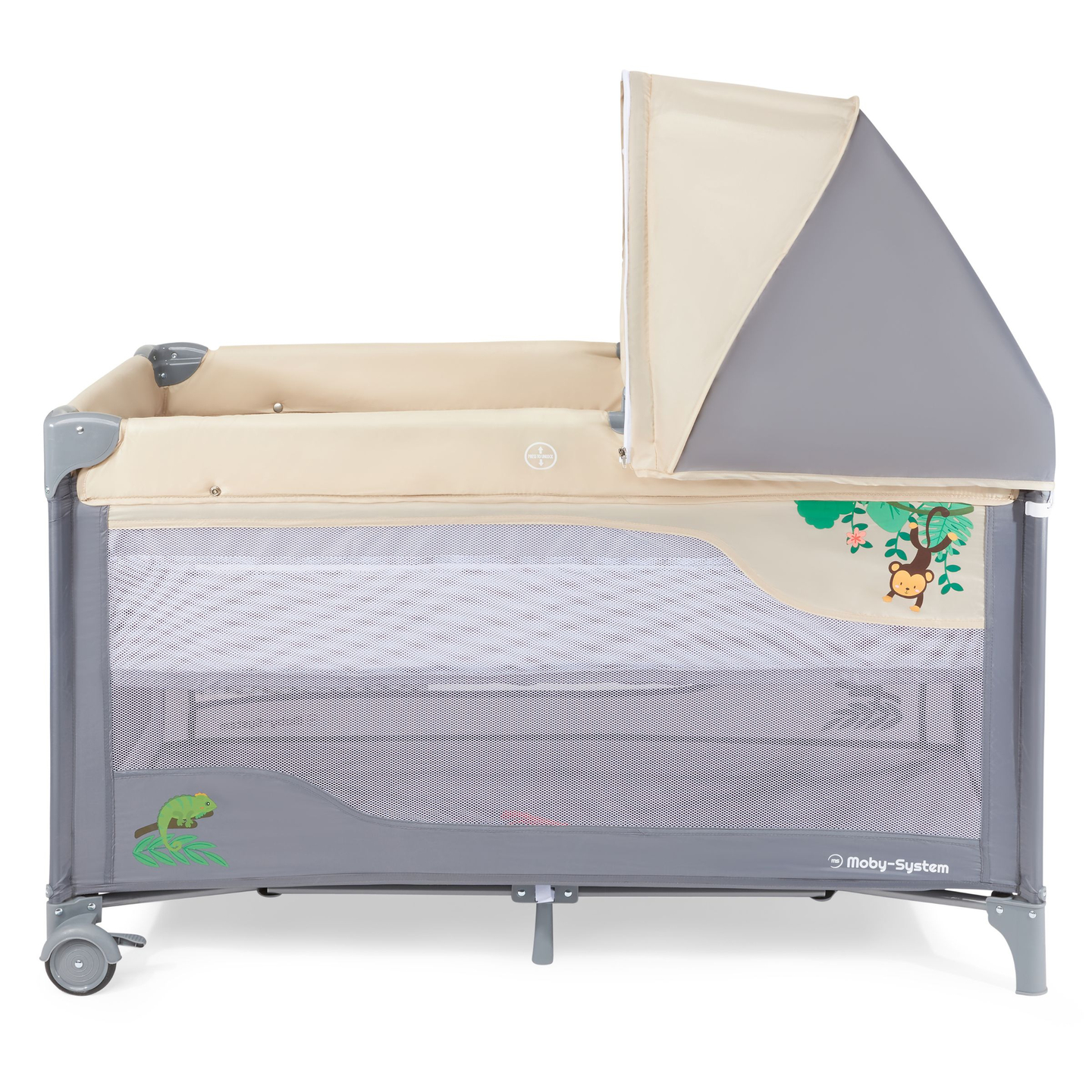 Lettino da viaggio 0 - 36 m con fasciatoio + box Moby-System HUXLEY