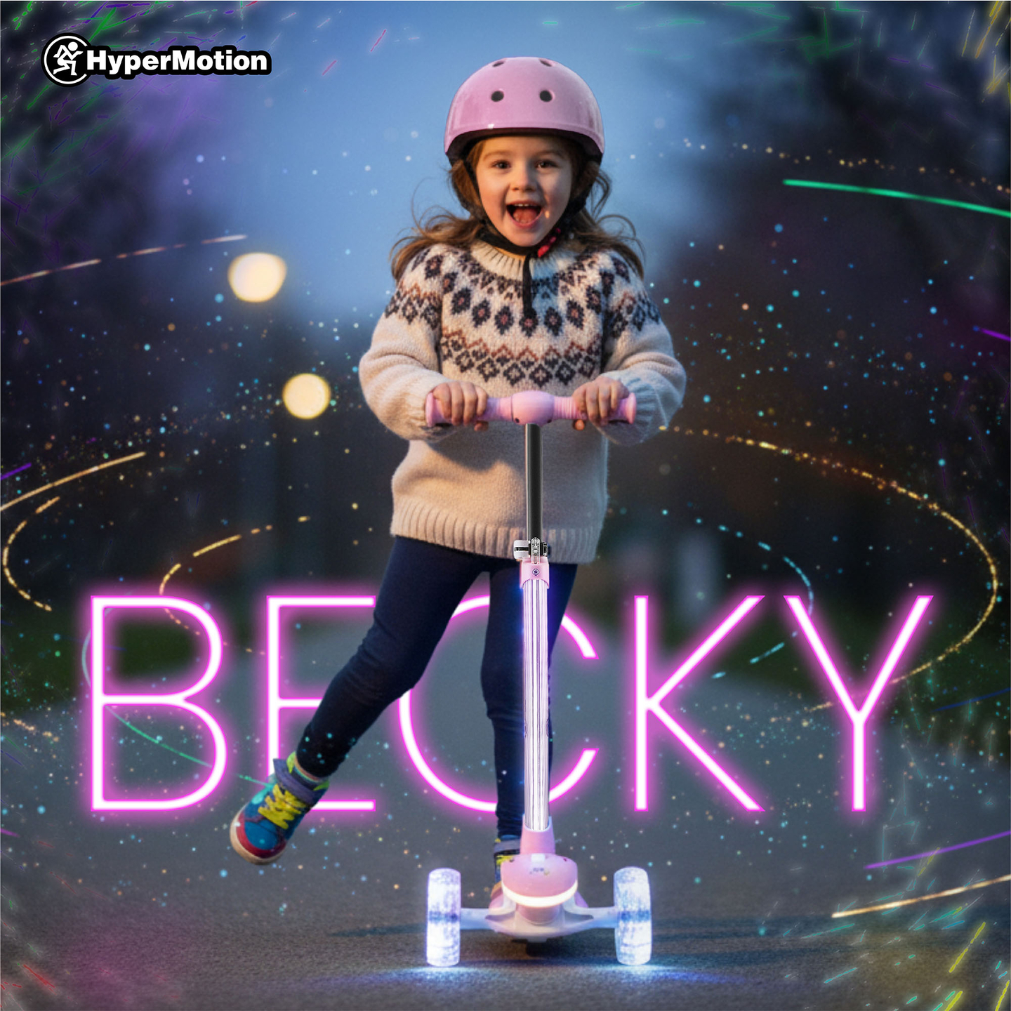 Monopattino elettrico HyperMotion BECKY - illuminazione LED RGB, rosa