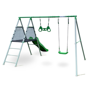 Parco giochi XXL per bambini in giardino con altalena, trapezio ginnico e scivolo