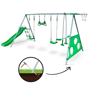 Parco giochi da giardino XXXL per bambini con altalene, scivolo, trapezio ginnico, canestro da basket e porta da calcio