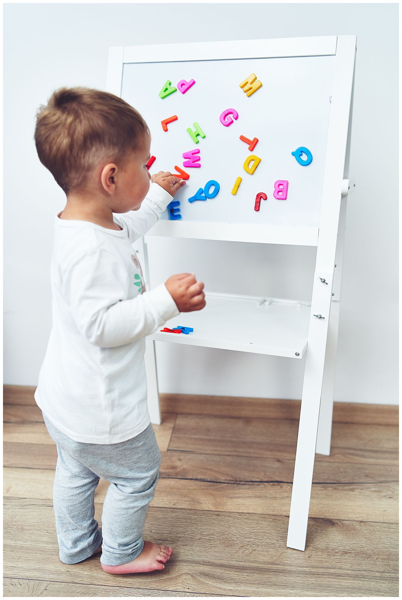 Lavagna educativa bifacciale: magnetica e con gesso - cancellabile a secco, in legno, per bambini, richiudibile