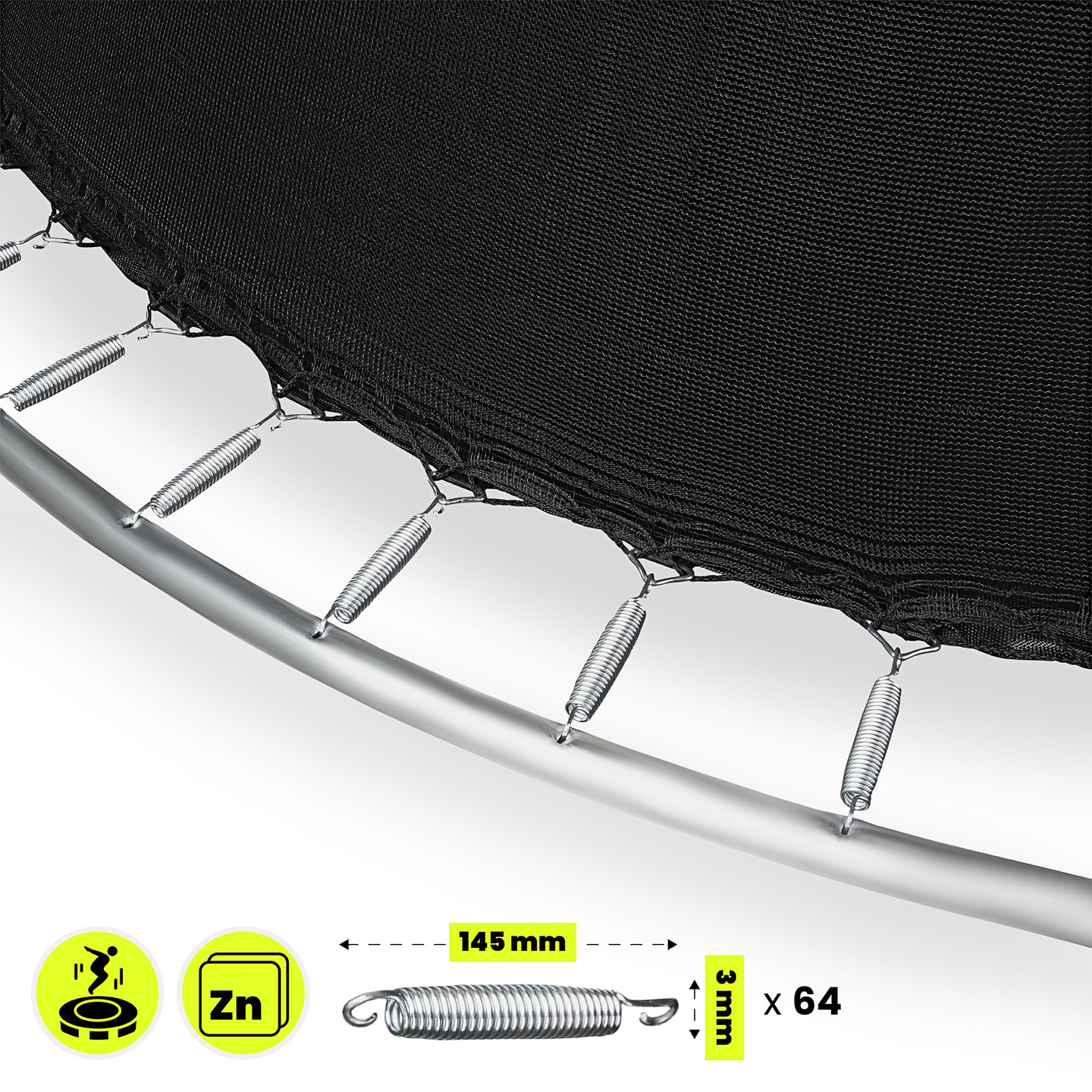 Trampolino da giardino XXL per bambini HyperMotion - 366 cm 12FT - con scala e rete interna - per casa e giardino - 150 kg max