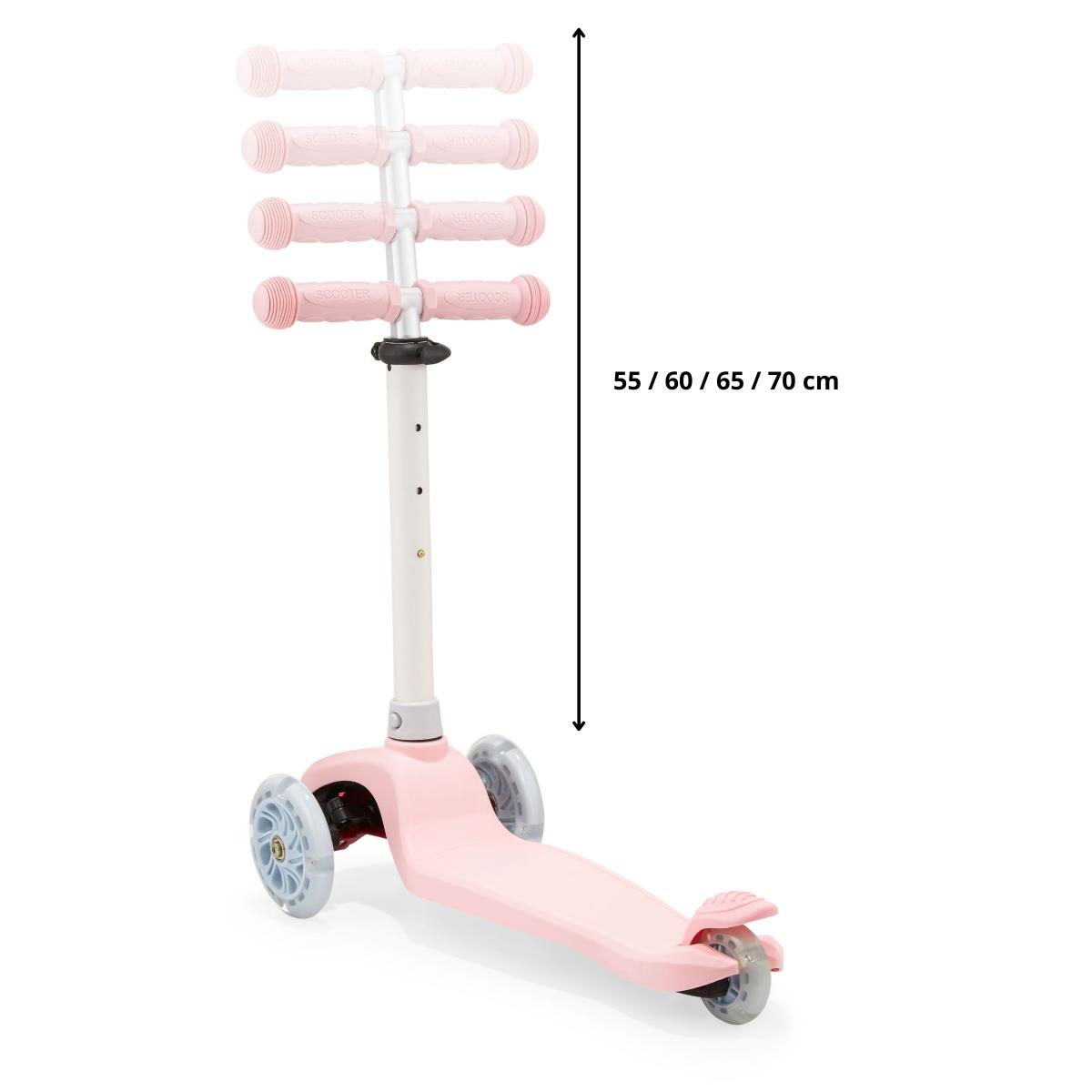 Monopattino a tre ruote TRINGO, 3-8 anni - rosa + ruote LED luminose