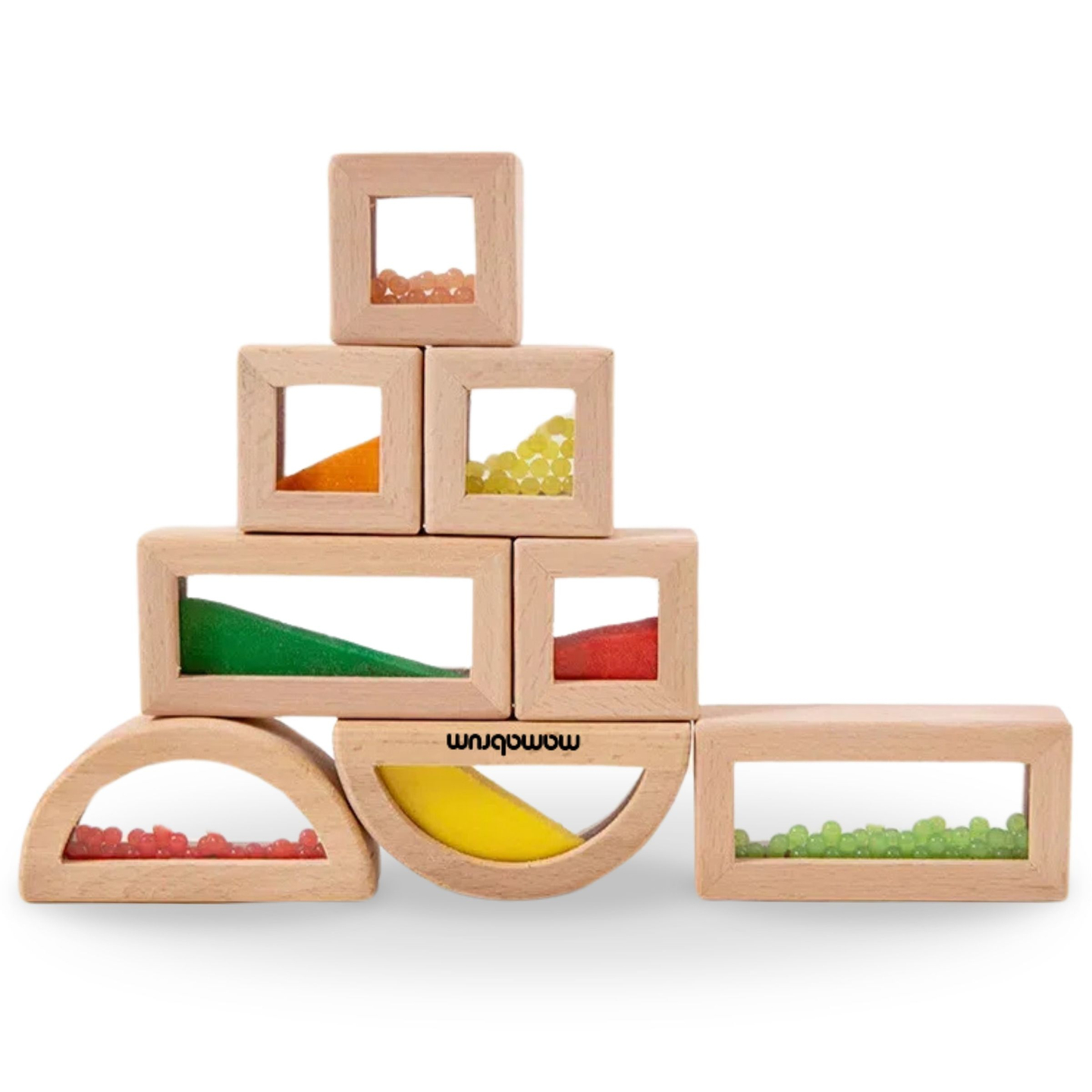 Set di blocchi sensoriali in legno con diversi ripieni - 15 pezzi