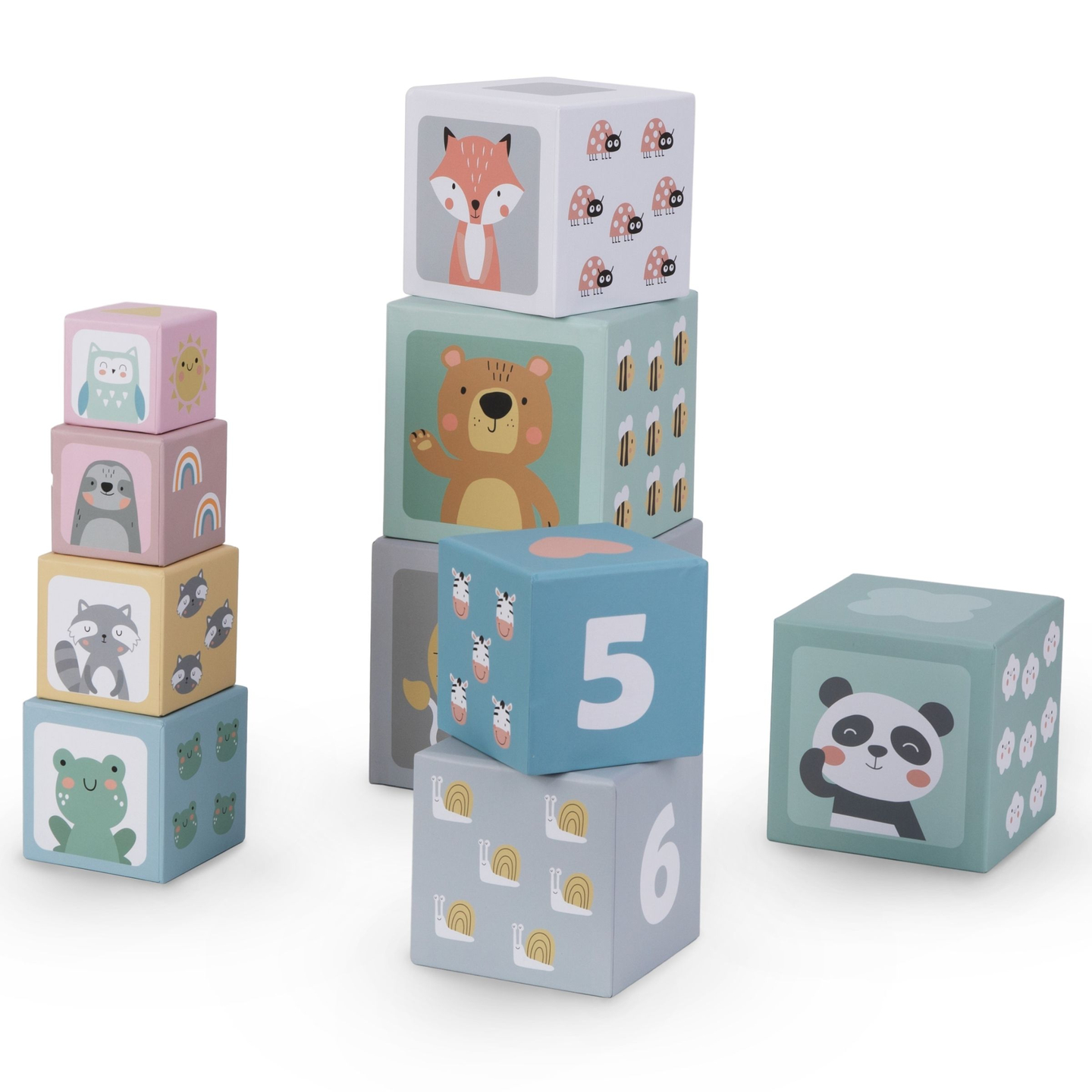Torre dei puzzle per bambini 10 pezzi - numeri e animali