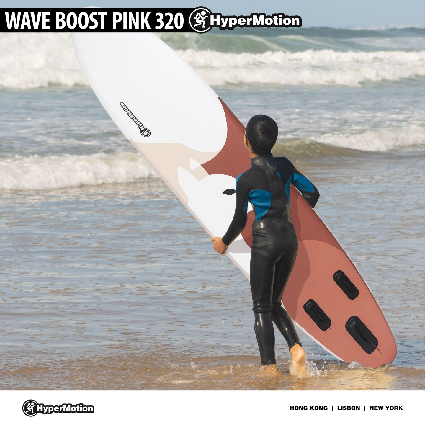 Tavola SUP gonfiabile Stand Up Paddle 320 cm con pagaia e sedile - HyperMotion WAVE BOOST PINK 320