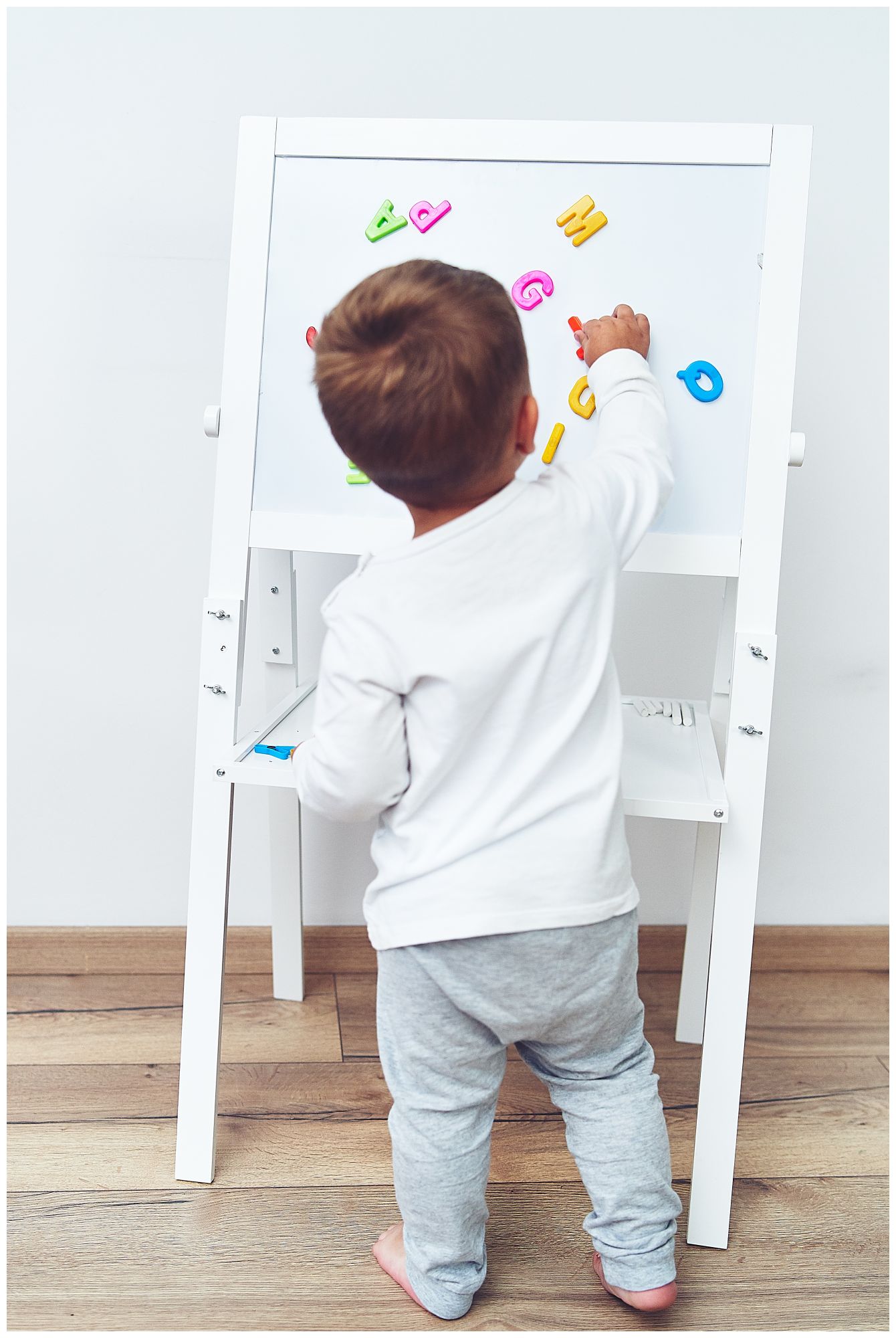 Lavagna educativa bifacciale: magnetica e con gesso - cancellabile a secco, in legno, per bambini, richiudibile