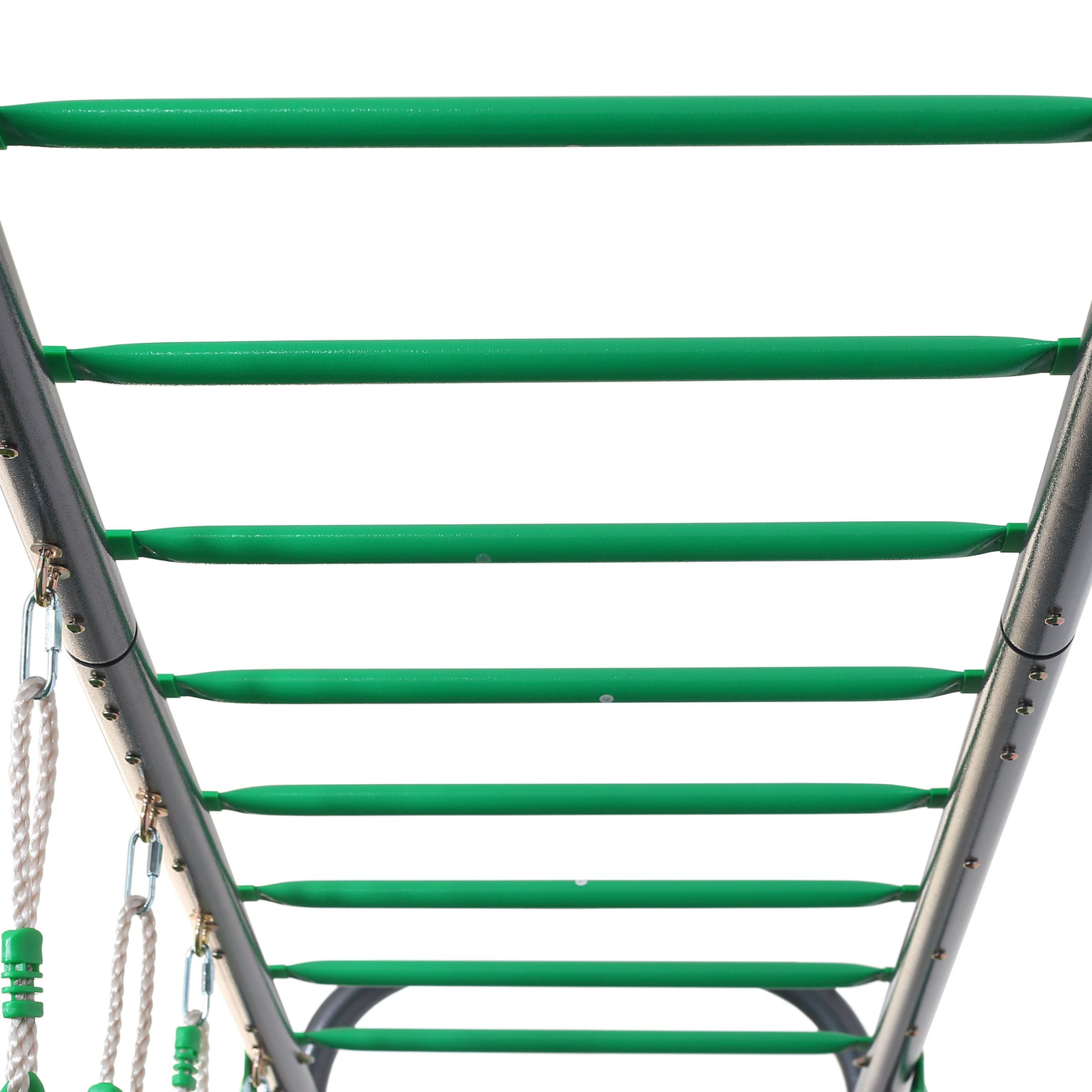 Altalena da giardino XXL in acciaio - 2 sedili, scala, trapezio ginnico