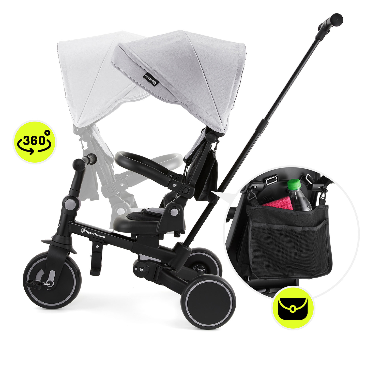 Triciclo multifunzionale 8in1 TOBI FOREST - grigio