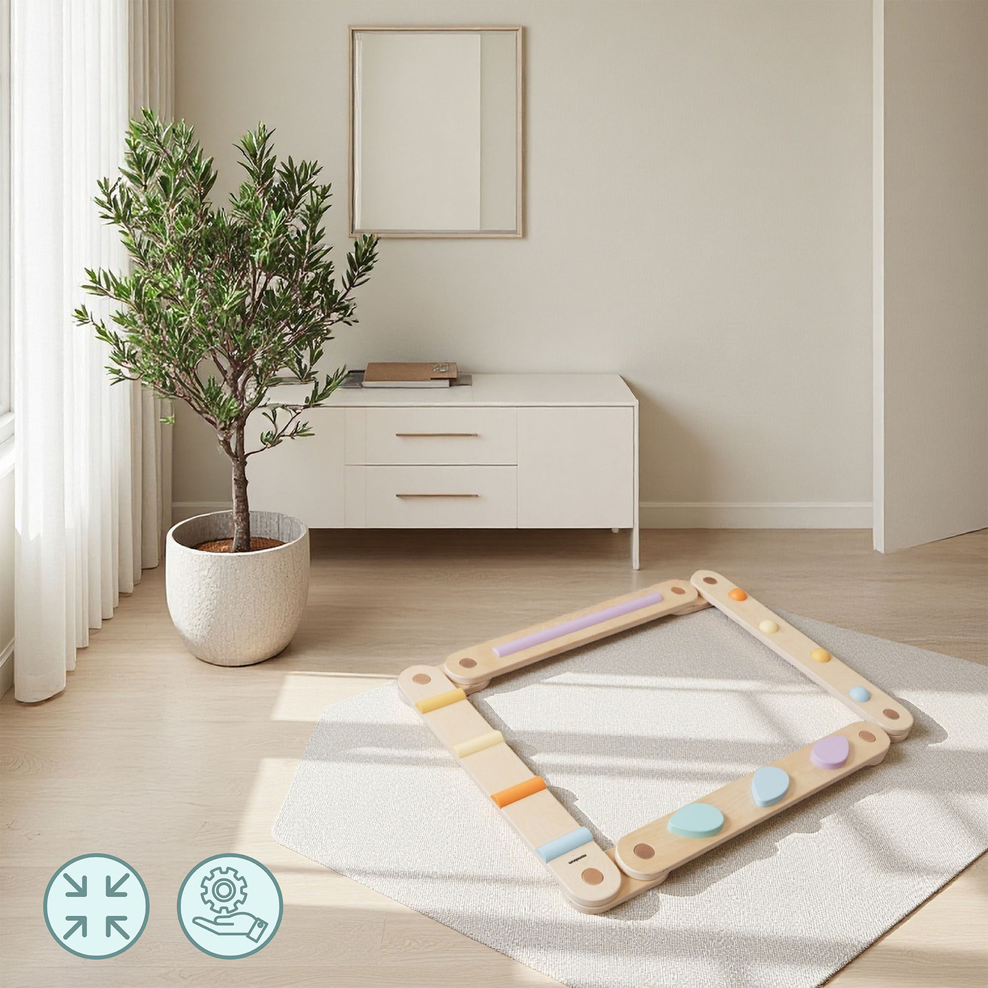 Grande percorso sensoriale in legno - pista di equilibrio - 9 elementi