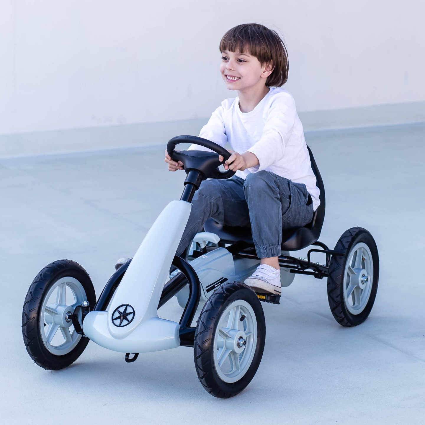 Go-kart a pedali EVOQUE per bambini da 5 a 8 anni - grigio