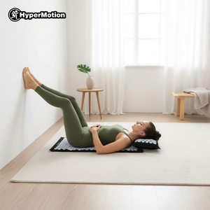 Tappetino per agopressione in lino ecologico con cuscino in fibra di cocco e grano saraceno – 68 cm HyperMotion nero e bianco