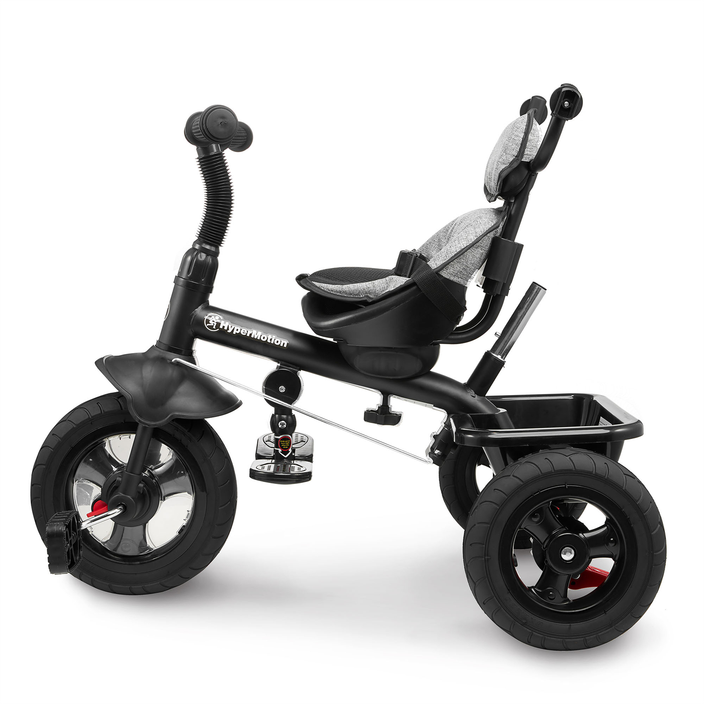 Triciclo per bambini 1-4 anni - TOBI FREY - colore grigio - girevole - ruote pompate + spingitore